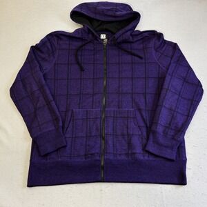 Vtg Op Ocean Pacific Zip Hoodie Mens XL Purple Black Grid Plaid Sweatshirt Y2K